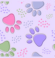 cute seamless pattern with colorful pets paws cat vector image