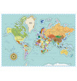 highly detailed political world map in retro style vector image