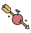 arrow threw apple icon color outline vector image