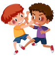 Two little boy fighting on white background Vector Image