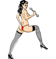 wrench girl pin up vector image