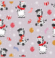 christmas seamless pattern with zebra background vector image