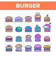 color delicious burger sign icons set vector image vector image