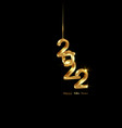 golden 2022 new year 3d logo interlocking numbers vector image vector image
