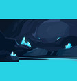 cave with blue crystals vector image