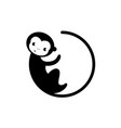 silhouette circle monkey vector image vector image