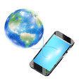 smartphone send data to internet around world vector image vector image