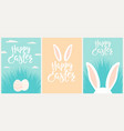 easter cards set with cute bunnies rabbits eggs vector image