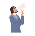 woman smoking and making vapor vector image vector image