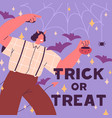 halloween card design trick or treat postcard vector image vector image