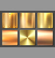 realistic brushed metal textures set polished vector image