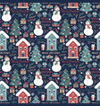 christmas seamless background with tree vector image