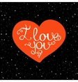 i love you with hand lettering on the heart vector image vector image
