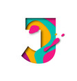 paper cut letter j realistic 3d multi layers vector image