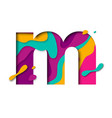 paper cut letter m realistic 3d multi layers vector image
