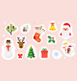 christmas and happy new year holiday stickers set vector image