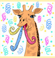 giraffe celebrates birthday cartoon vector image