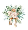 christmas composition bouquet of winter greenery vector image