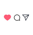 red heart send dialog line icons speech bubble vector image