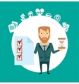 insurance agent holds in one hand a document vector image