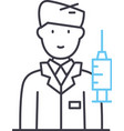 doctor with syringe line icon outline symbol vector image vector image