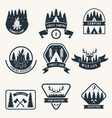 adventure monochrome badges set silhouette vector image vector image