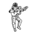 astronaut in spacesuit play guitar sketch vector image vector image
