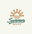 summer sun logo sunset sunrise with beach ocean vector image vector image