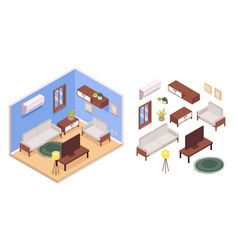 Kitchen interior isometric composition Royalty Free Vector