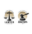 law office attorney lawyer logo or label scales vector image