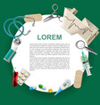 round medical template and frame with medicine vector image