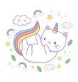unicorn cat cartoon design vector image