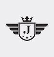 letter j shield wing vector image