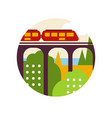 creative landscape with railroad bridge and train vector image