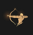 golden archer silhouette on black background vector image