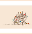 birds decorating christmas trees eve vector image vector image