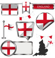 glossy icons with flag of england united kingdom vector image