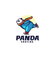 logo panda skating mascot cartoon style vector image