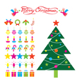 christmas tree and decoration objects vector image