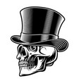 Black and white of a skull in top hat Royalty Free Vector