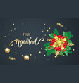 feliz navidad spanish merry christmas golden vector image