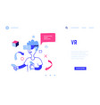 vr landing page boy in virtual reality glasses vector image