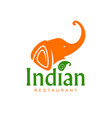 indian restaurant icon elephant and spice leaf vector image