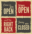 retro open closed posters vector image