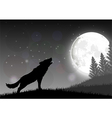 silhouette of a wolf standing on hill vector image