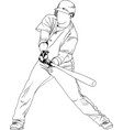 a baseball player with bat drawn in ink by hand vector image vector image