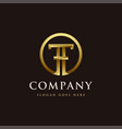 gold letter th logo icon ht vector image vector image
