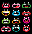 monster cartoon character icon set funny vector image