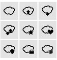 black cloud icon set vector image vector image