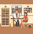 cartoon woman with two dogs at cabinet vector image